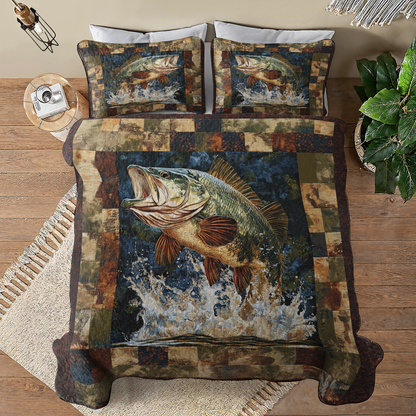 Shineful All Season Quilt 3-Piece Set Majesty Largemouth Bass