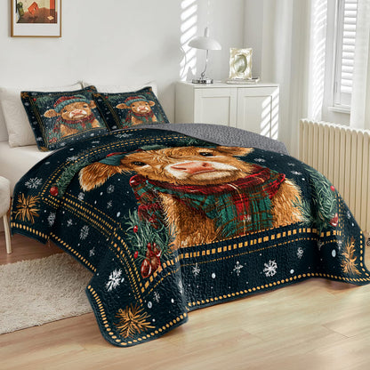 Shineful All Season Quilt 3-Piece Set Christmas Baby Cow