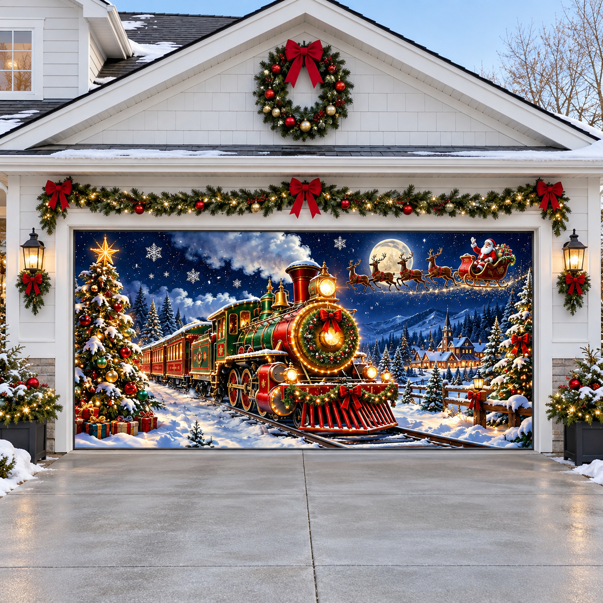 Shineful Christmas Train Garage Door Banner Decoration