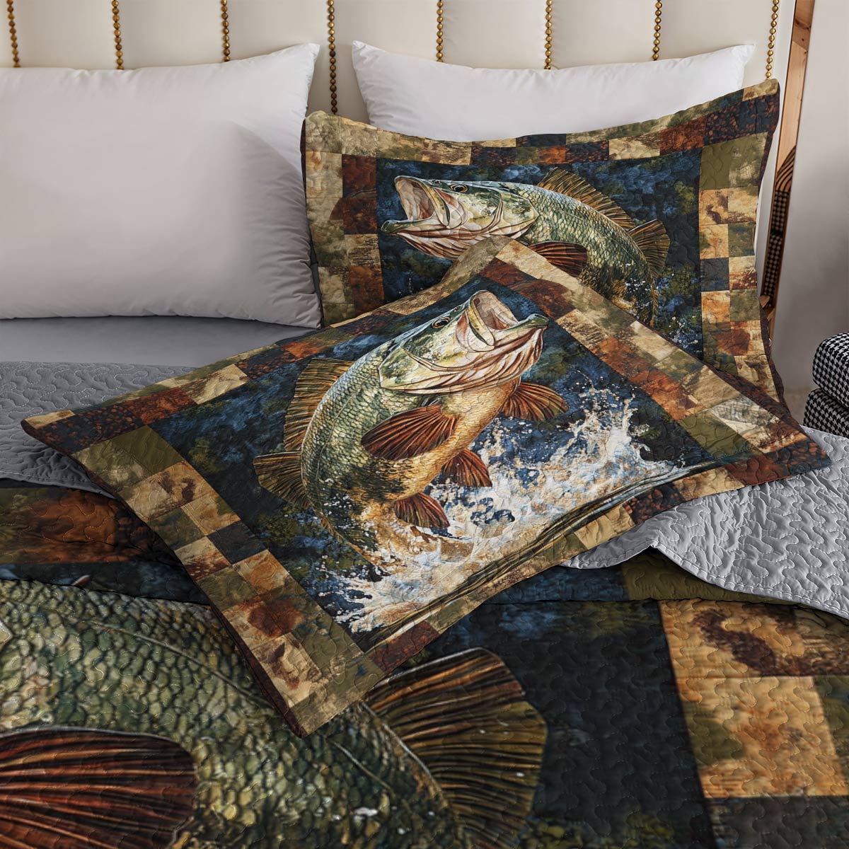 Shineful All Season Quilt 3-Piece Set Majesty Largemouth Bass