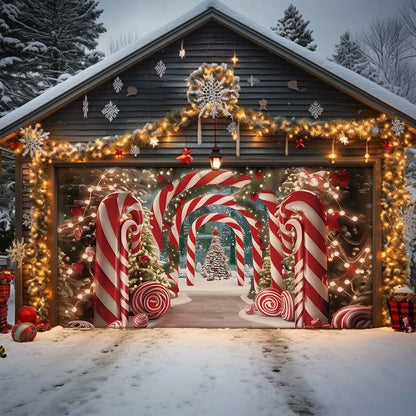 Shineful Garage Door Banner Decoration Christmas Candy Cane