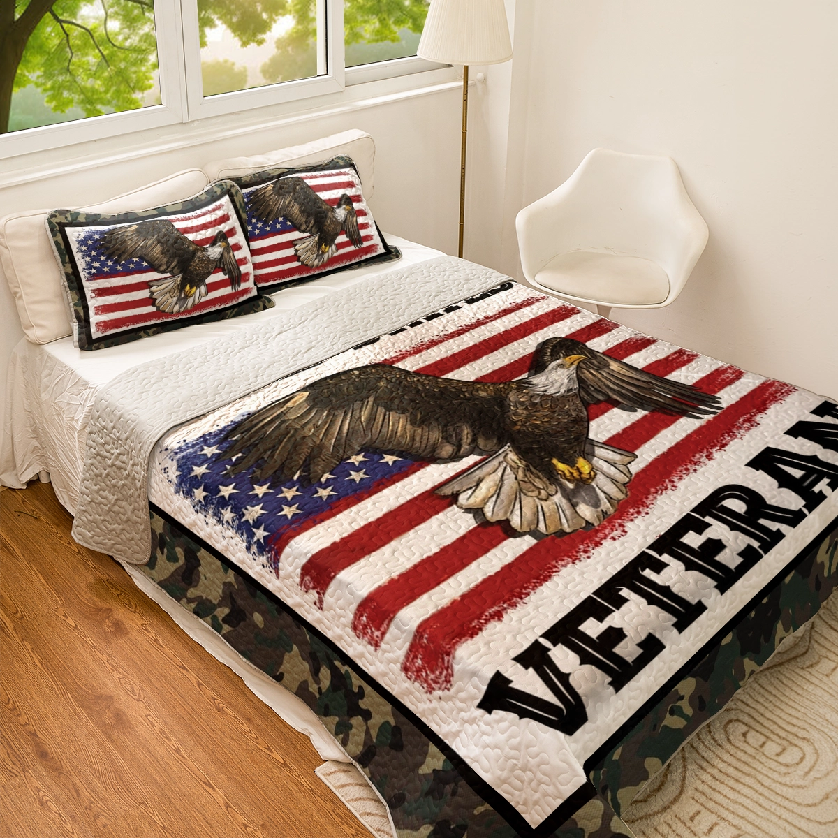 Shineful All Season Quilt 3-Piece Set - United States Veteran