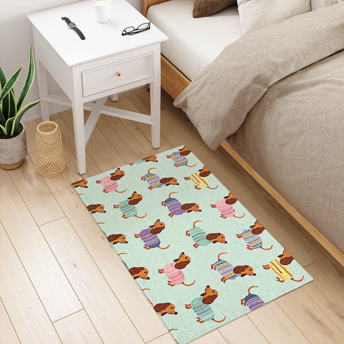 Shineful Ultra-Thin Non Skid Floor Mat, Kitchen Rugs Colorful Dachshunds