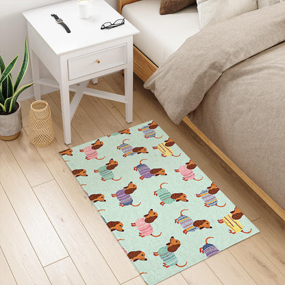 Shineful Ultra-Thin Non Skid Floor Mat, Kitchen Rugs Colorful Dachshunds