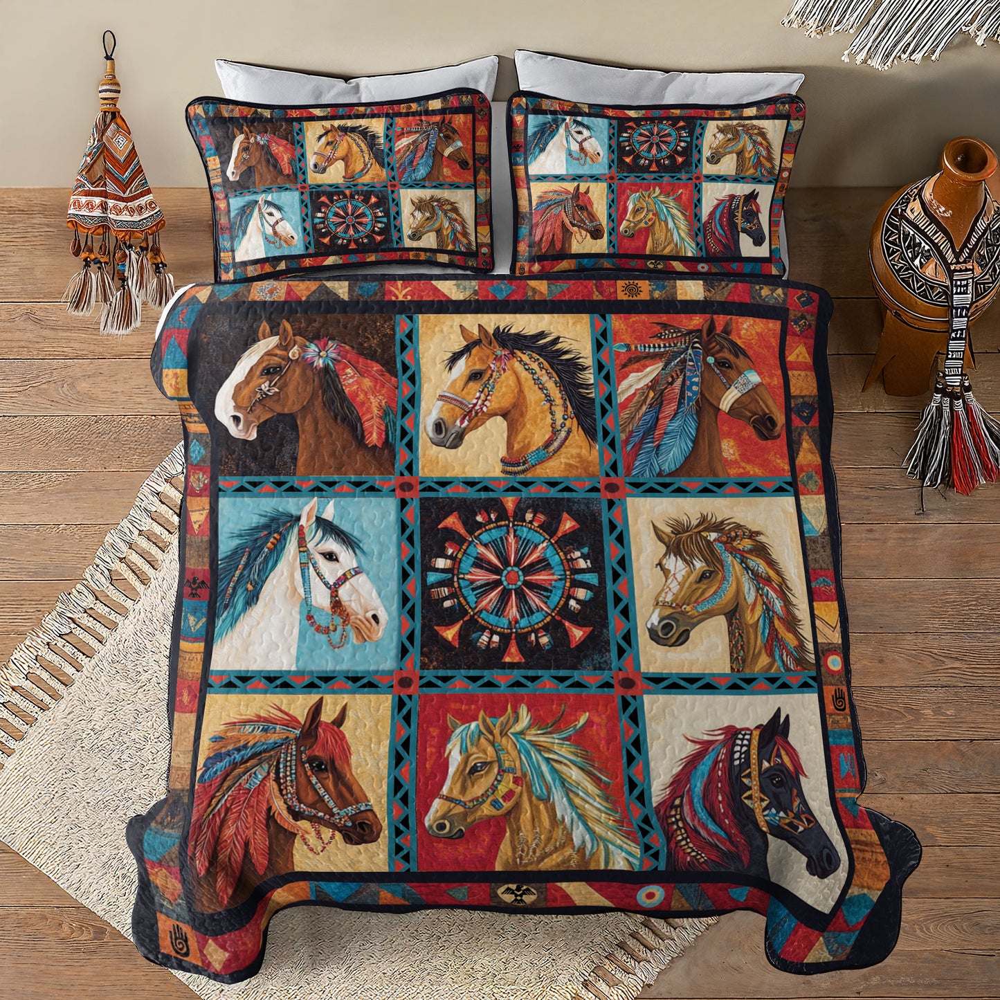 Shineful All Season Quilt 3-Piece Set Feather Journey
