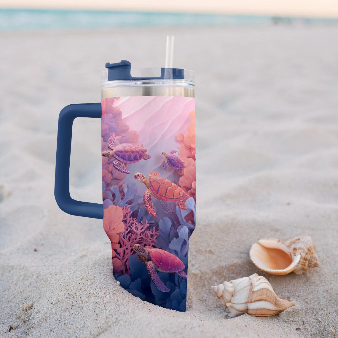 Shineful Tumbler Sea Turtles Coral Drift