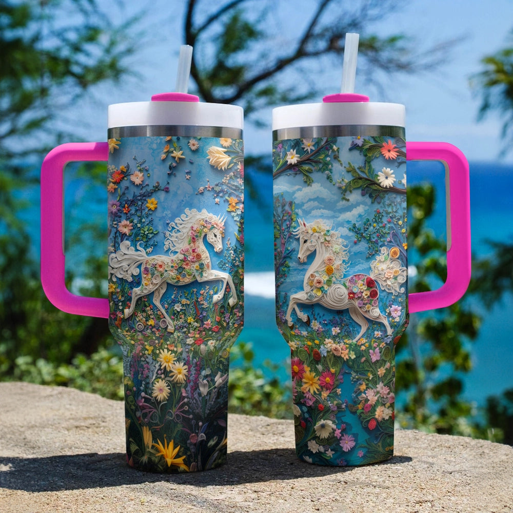 Shineful Glossy Tumbler Whimsical Horse Blossom