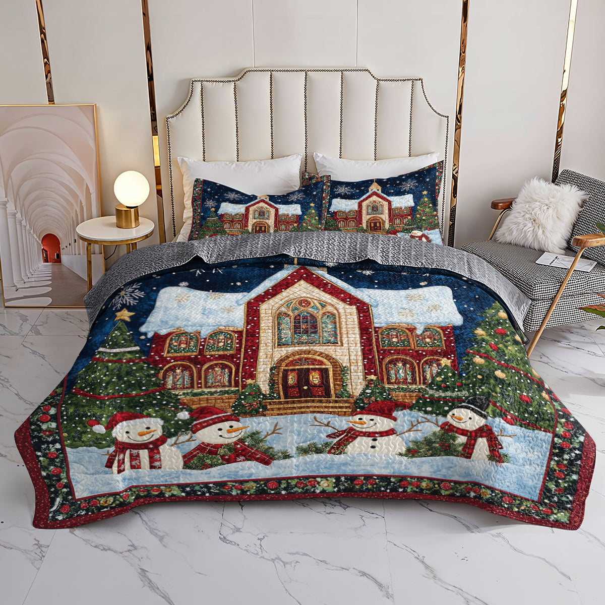 Shineful All Season Quilt 3-Piece Set Christmas Church