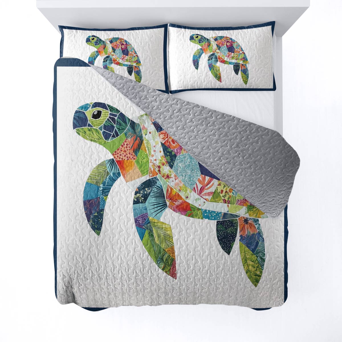 Shineful All Season Quilt 3-Piece Set - Sea Turtle Tropical Mosaic