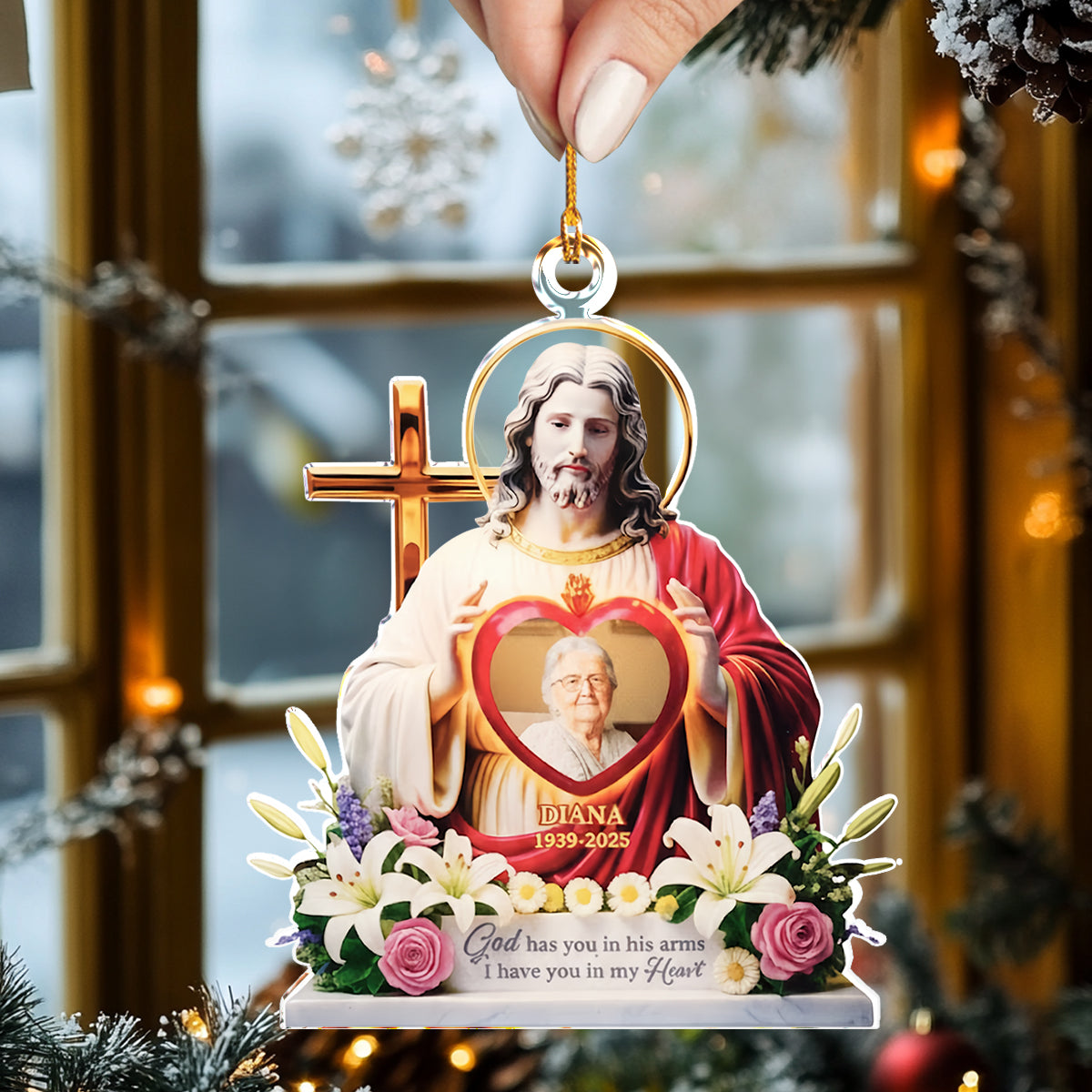 Shineful 2D Acrylic Ornament Personalized Safe In God's Arms