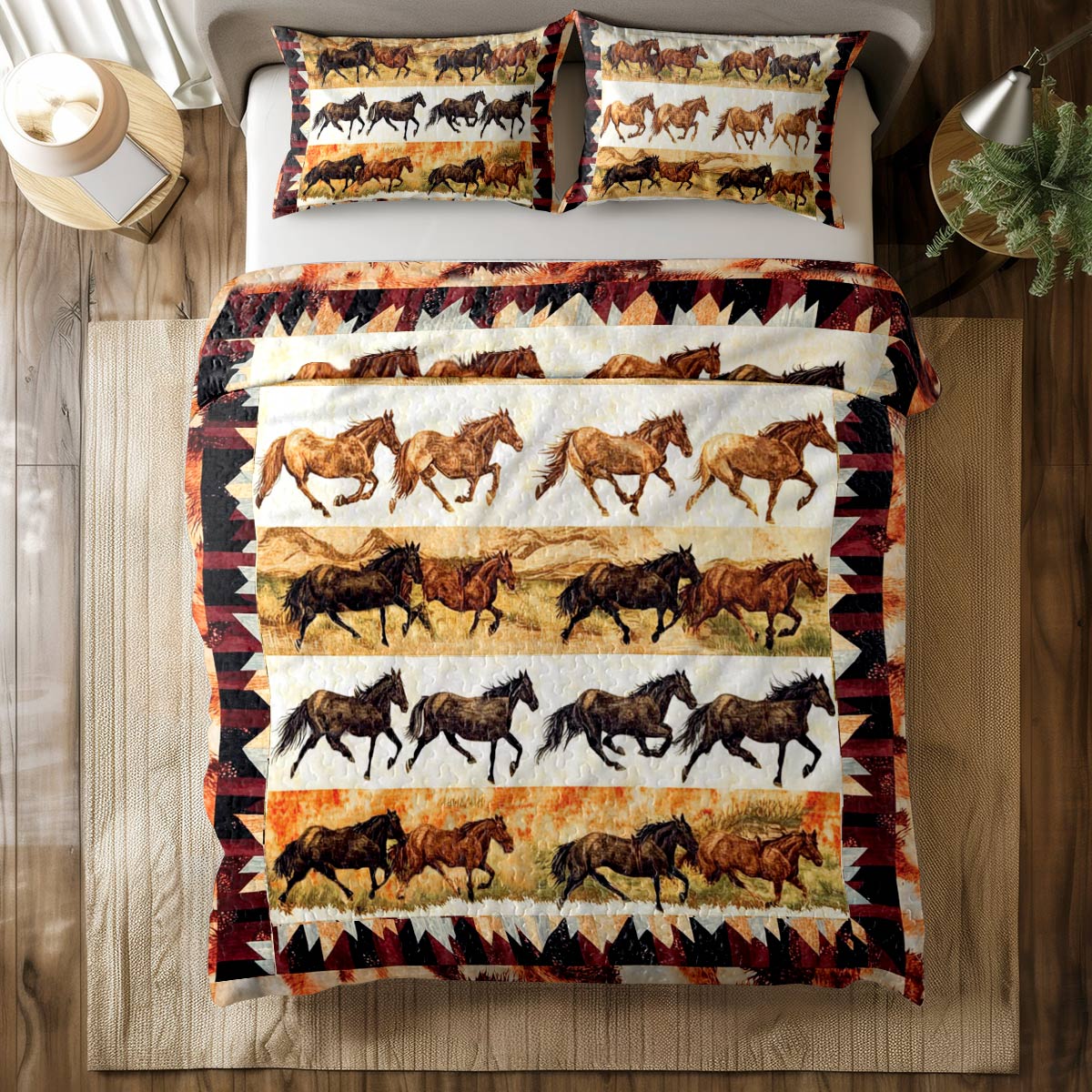 Shineful All Season Quilt 3-Piece Set Wild Horses