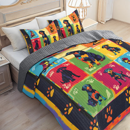 Shineful All Season Quilt 3-Piece Set Rottweiler Rainbow Comforter