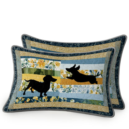 Shineful All Season Quilt 3-Piece Set Dachshund Spring Garden