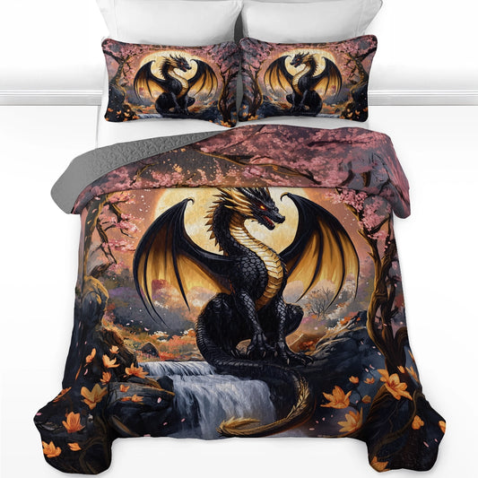 Shineful All Season Quilt 3-Piece Set - Moonlit Majesty Dragon