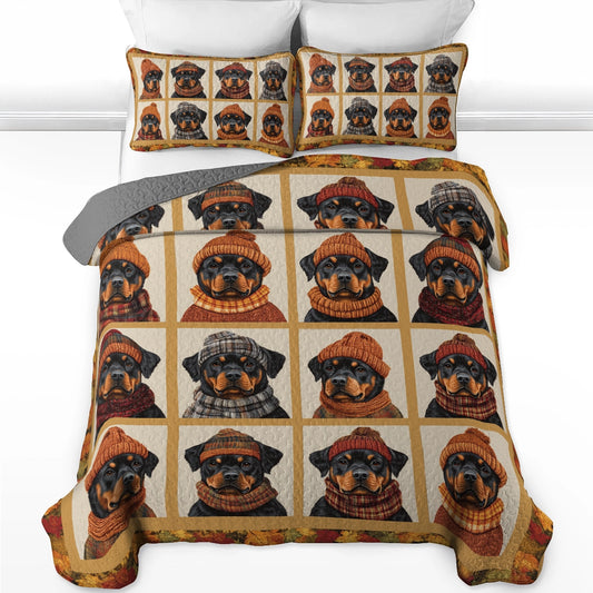 Shineful All Season Quilt 3-Piece Set - Rottie Fall Sweater