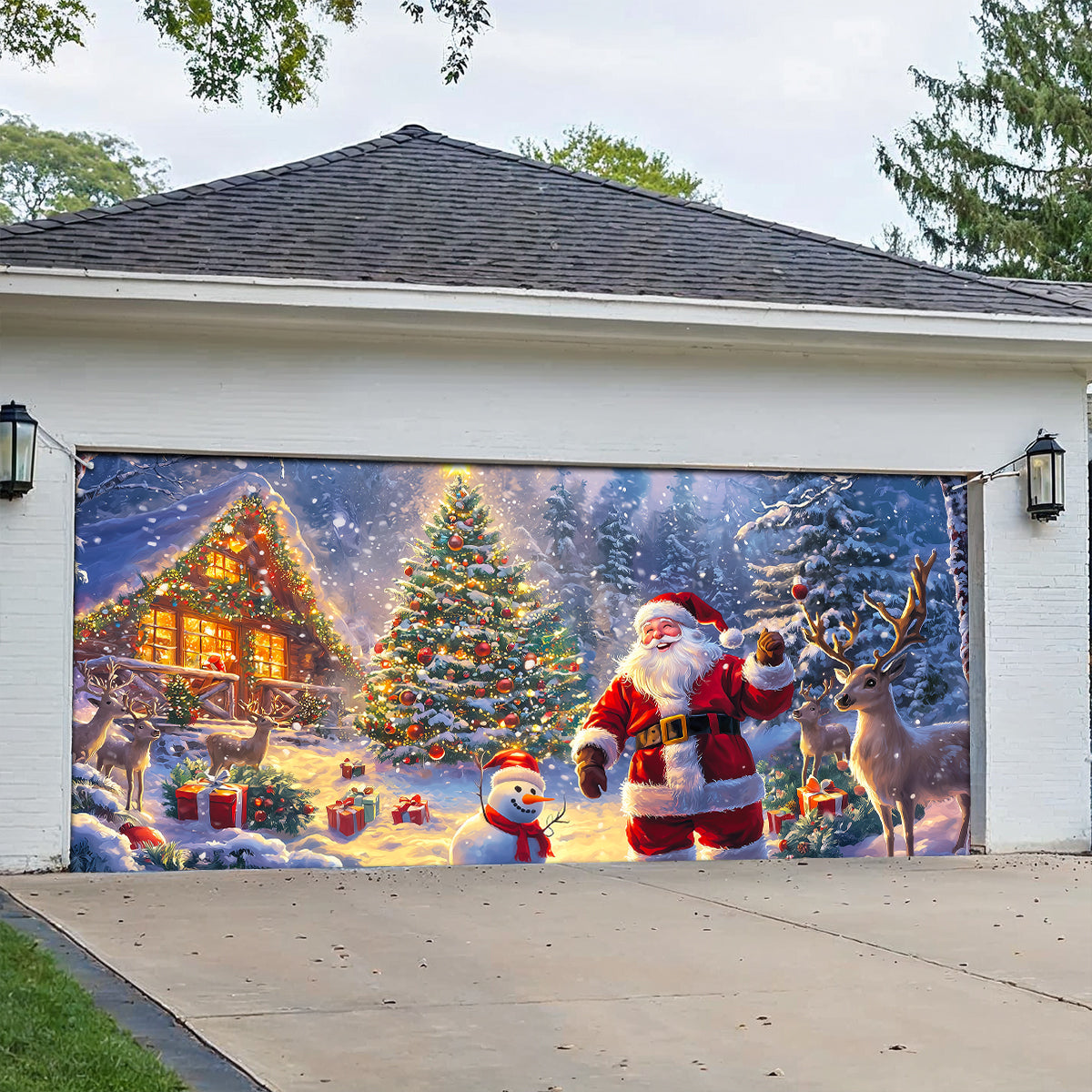 Shineful Garage Door Banner Decoration Cheerful Christmas Santa
