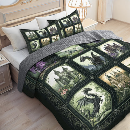 Shineful All Season Quilt 3-Piece Set - Dragon's Castle