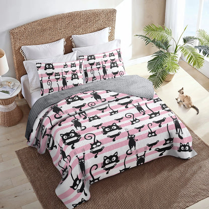 Shineful All Season Quilt 3-Piece Set - Curious Cats