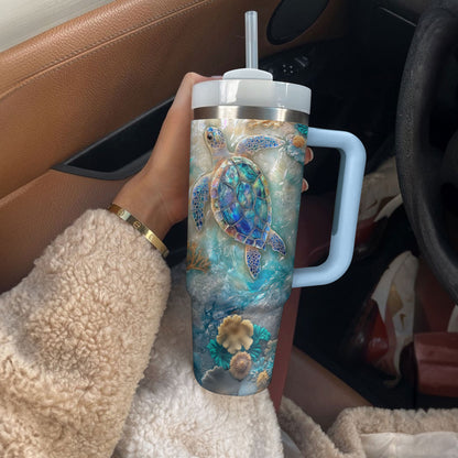 Shineful Glossy Tumbler - Azure Haven Sea Turtle