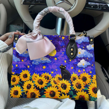 Shineful Leather Starry Cat With Sunflower