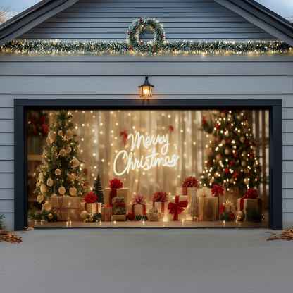 Shineful Garage Door Banner Decoration Golden Holiday Glow
