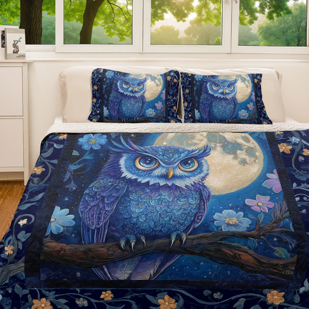 Shineful All Season Quilt 3-Piece Set Midnight Majesty Owl