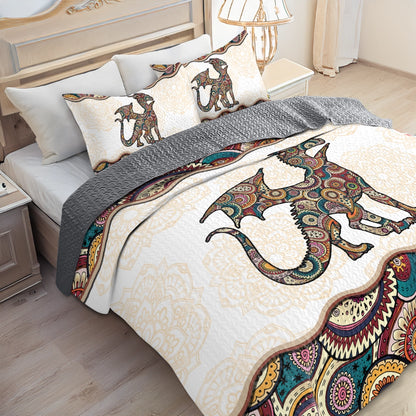 Shineful All Season Quilt 3-Piece Set Boho Dragon
