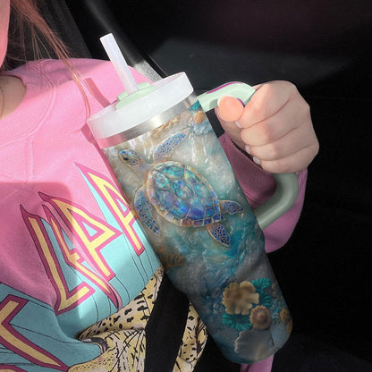 Shineful Glossy Tumbler - Azure Haven Sea Turtle