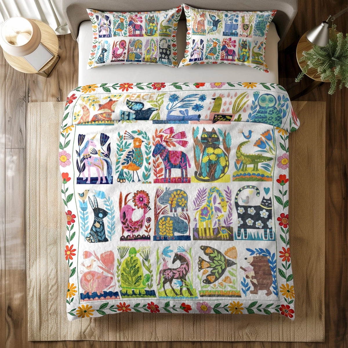 Shineful All Season Quilt 3-Piece Set Folk Garden