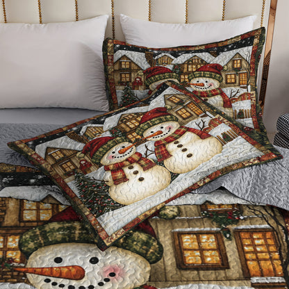 Shineful All Season Quilt 3-Piece Set Cozy Snowman Winter