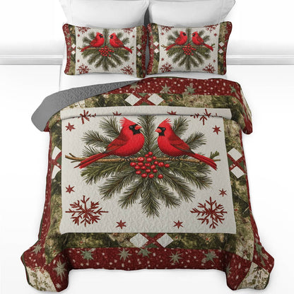 Shineful All Season Quilt 3-Piece Set - Cardinal Winter Warmth