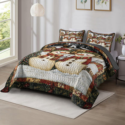 Shineful All Season Quilt 3-Piece Set Cozy Snowman Winter