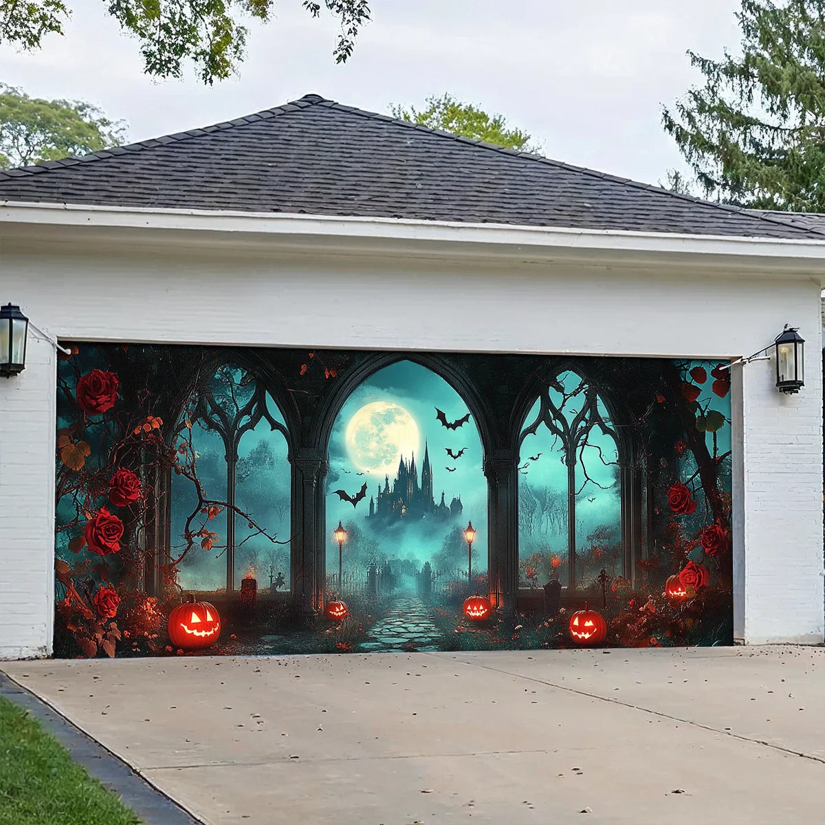Shineful Garage Door Banner Decoration - Crimson Nightfall