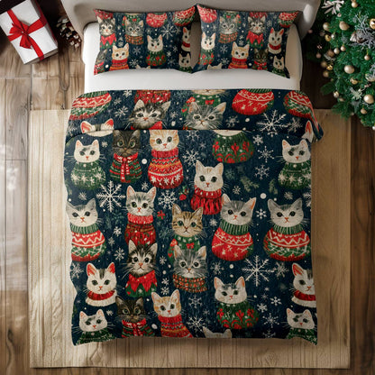 Shineful All Season Quilt 3-Piece Set Meowy Catmas