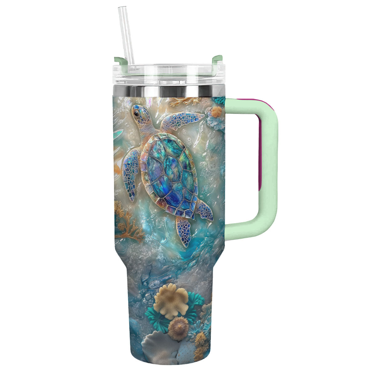Shineful Glossy Tumbler - Azure Haven Sea Turtle