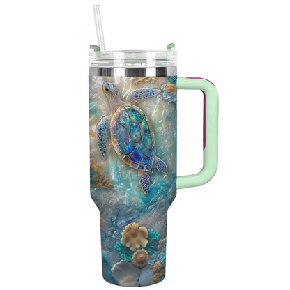 Shineful Glossy Tumbler - Azure Haven Sea Turtle
