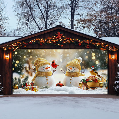 Shineful Garage Door Banner Decoration Elegant Snowy Couple