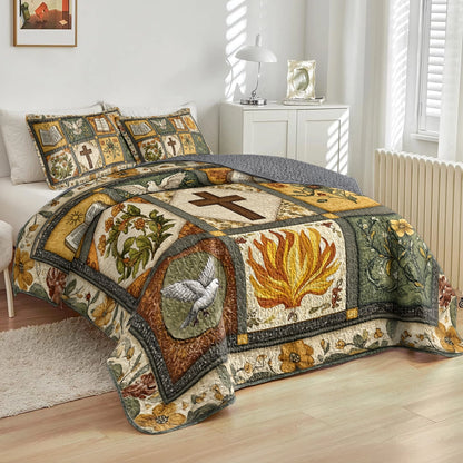 Shineful All Season Quilt 3-Piece Set God Bible Blessings Quilt