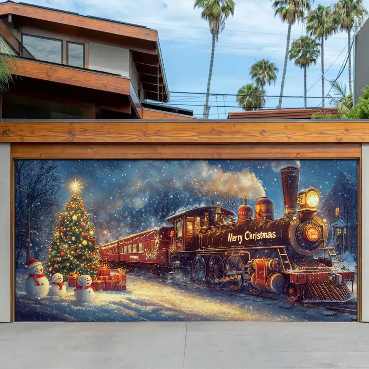 Shineful Garage Door Banner Decoration Holiday Train of Joy