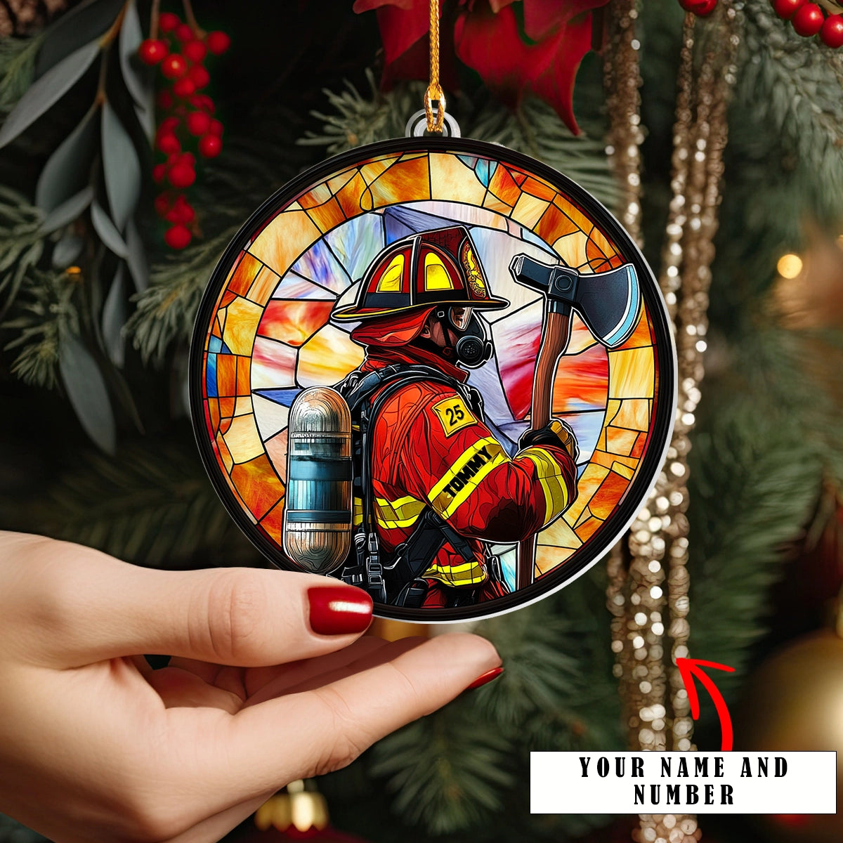 Shineful Acrylic Ornament Personalized Firefighter Tribute