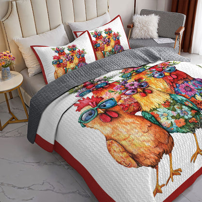 Shineful All Season Quilt 3-Piece Set Chicken Gang