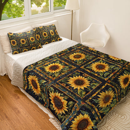 Shineful All Season Quilt 3-Piece Set Sunflower Dreamscapes