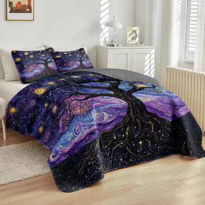 Shineful All Season Quilt 3-Piece Set Starry Night Tree Of Life