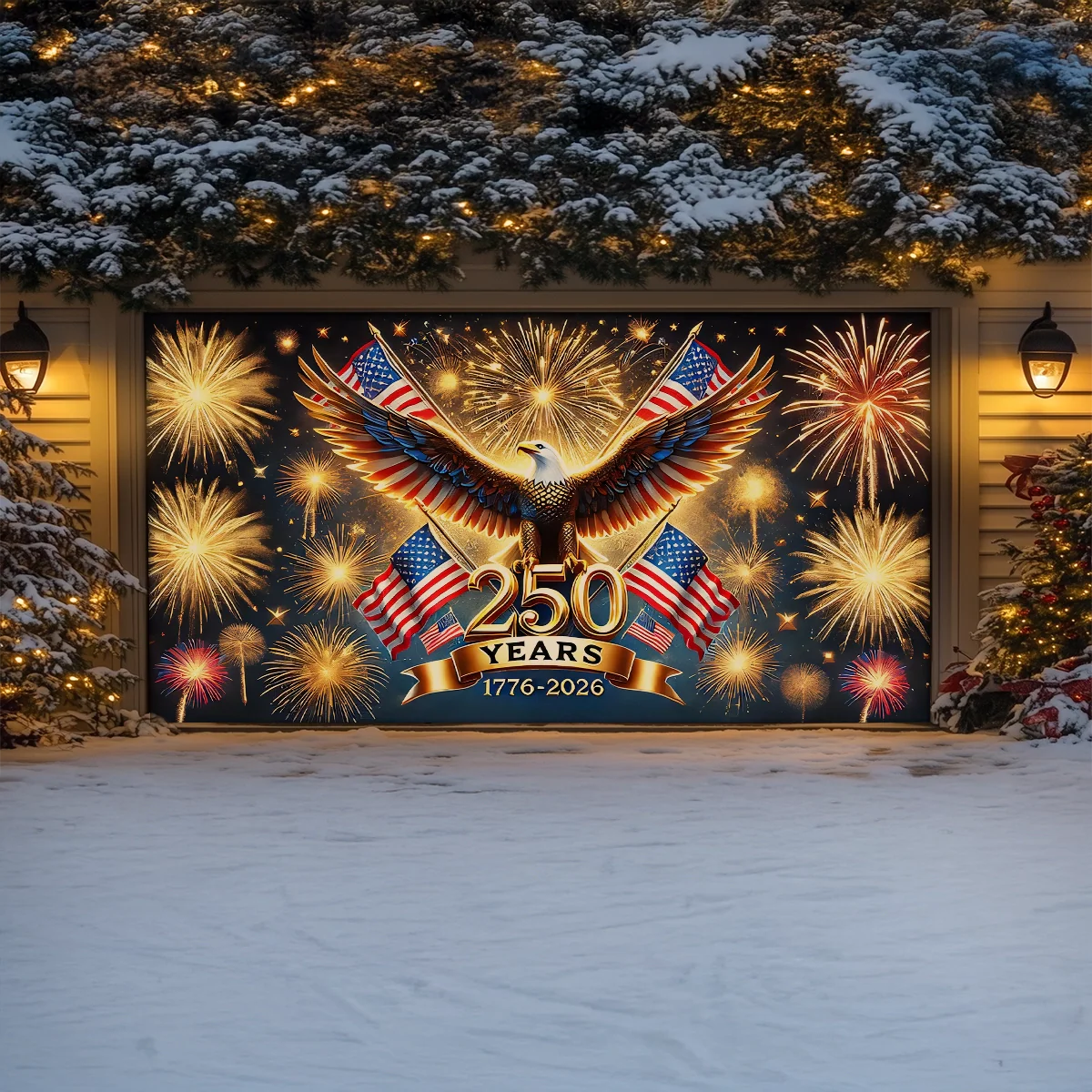 Shineful Garage Door Banner Decoration 250 Years of the Republic