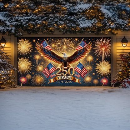 Shineful Garage Door Banner Decoration 250 Years of the Republic