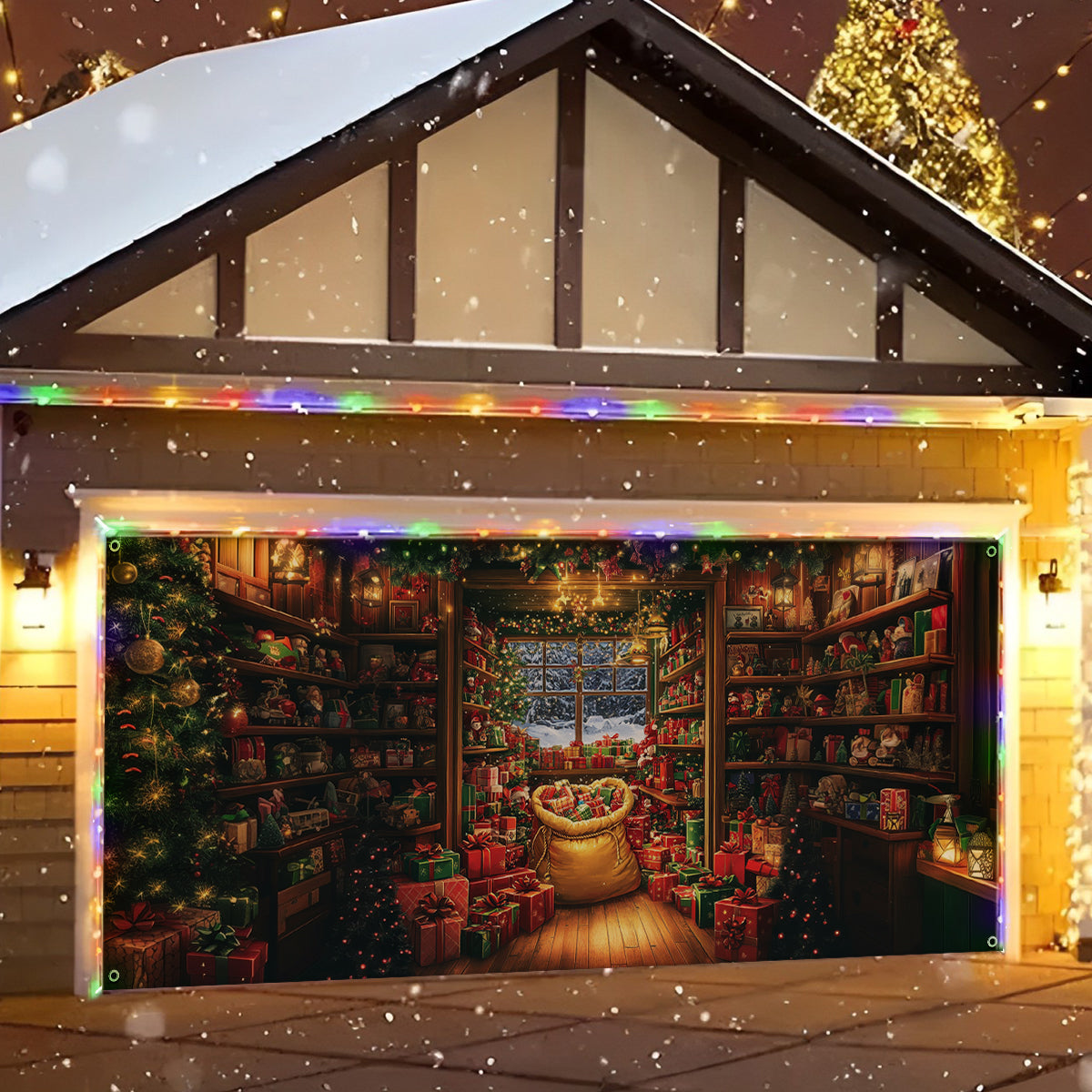 Shineful Garage Door Banner Decoration - Santa's Gift Workshop