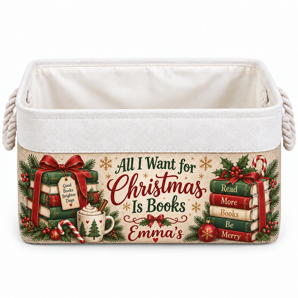 Shineful Personalized Christmas Reading Book Basket