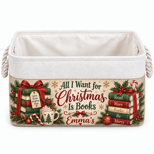 Shineful Personalized Christmas Reading Book Basket