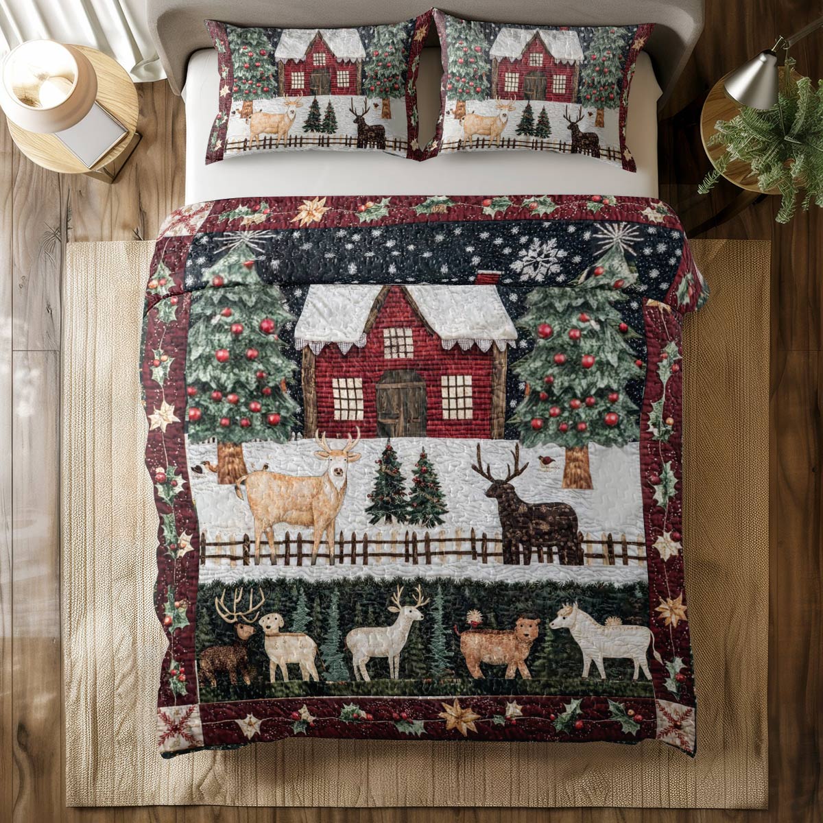 Shineful All Season Quilt 3-Piece Set Christmas in Farm