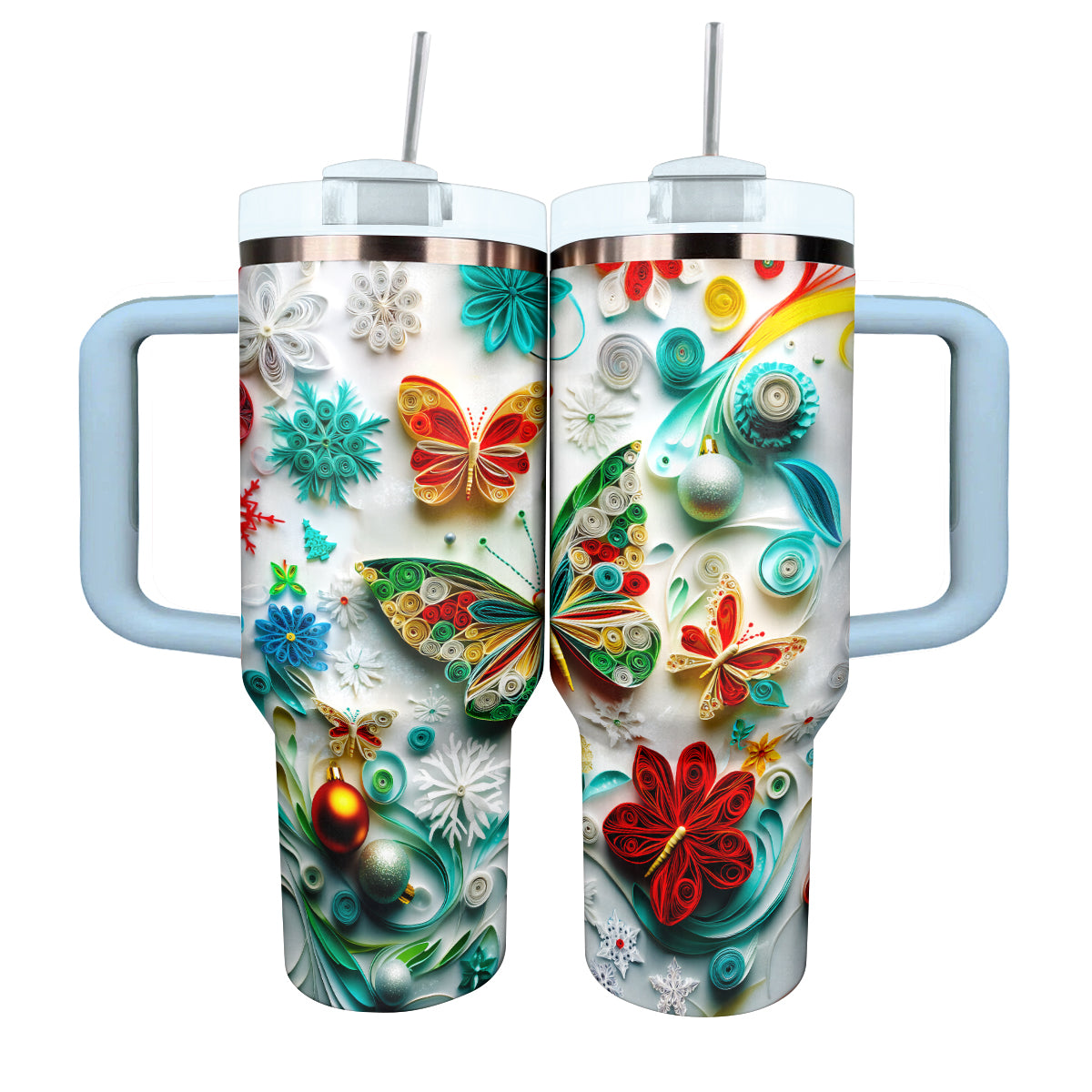 Shineful Tumbler Quilled Winter Wonderland Butterfly